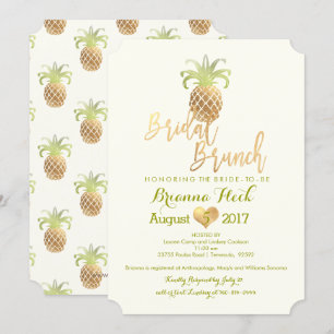 PixDezines Bridal Brunch/Faux Gold/Pineapples Card
