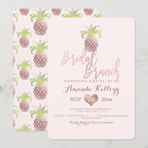 PixDezines Bridal Brunch/Faux Rose Gold/Pineapples Invitation