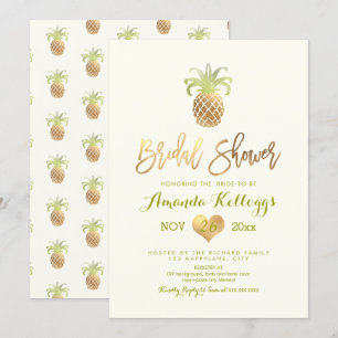 PixDezines Bridal Shower/Faux Gold/Pineapples Invitation