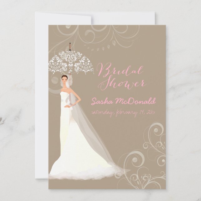 PixDezines bridal shower/lace umbrella/DIY bckgrnd Invitation (Front)