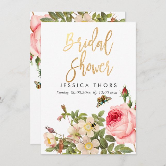 PixDezines Bridal Shower Rose Garden/DIY bckgrnd Invitation (Front/Back)