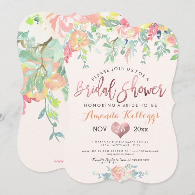 PixDezines Bridal Shower Spring Floral Invitation (Front/Back)