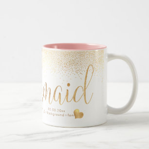 PixDezines Bridesmaid/Faux Gold Confetti Two-Tone Coffee Mug