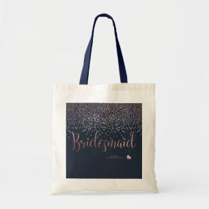 PIXDEZINES BRIDESMAID FAUX ROSE GOLD CONFETTI TOTE BAG