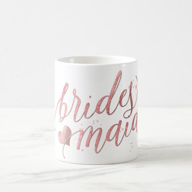 PixDezines Bridesmaid/Faux Rose Gold/Modern Script Coffee Mug (Center)