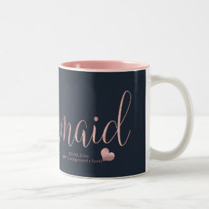 PixDezines Bridesmaid/Faux Rose Gold+Navy Blue Two-Tone Coffee Mug