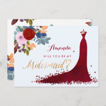 PixDezines Bridesmaid/Floral/Watercolor/Red
