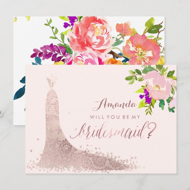 PixDezines Bridesmaid/Floral/Watercolor/Spring Invitation (Front/Back)