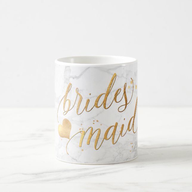 PixDezines Bridesmaid Marble+Faux Gold/Script Coffee Mug (Center)