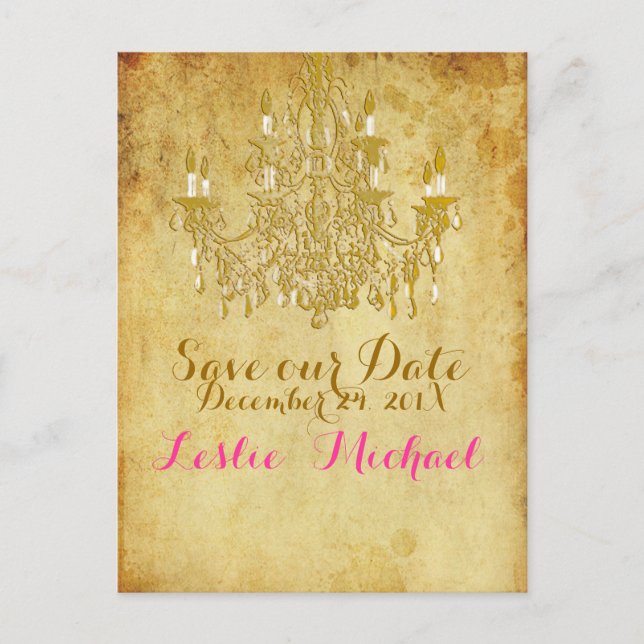 PixDezines bronze/faux foil/photos save the date Announcement Postcard (Front)