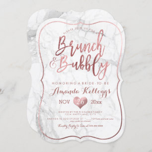 PixDezines Brunch Bubbly/Faux Rose Gold Marble Invitation