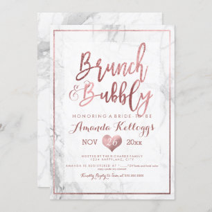 PixDezines Brunch Bubbly/Faux Rose Gold Marble Invitation