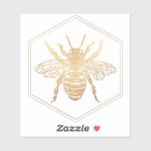 PixDezines Bumble Bee+Honeycomb, Faux Gold