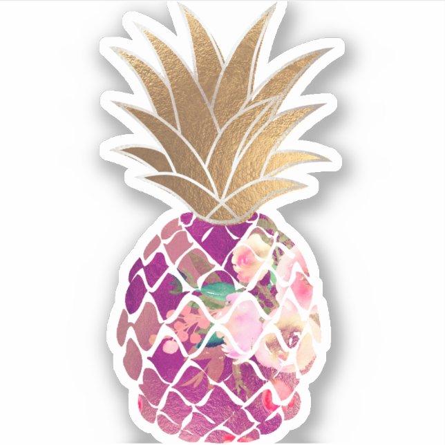 PixDezines Burgundy Aloha Pineapple, Faux Gold (Front)