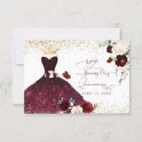 PixDezines Burgundy Blush Roses Quinceanera RSVP