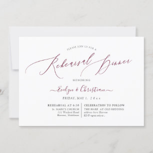 PixDezines Burgundy Calligraphy Rehearsal Dinner  Invitation