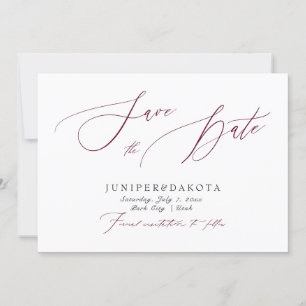 PixDezines Burgundy Elegant Script Save the Date Invitation