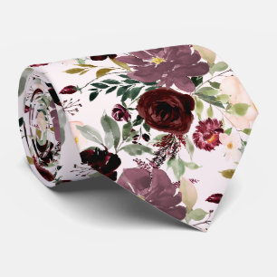 PixDezines Burgundy Mauve H2 Botanical Tie