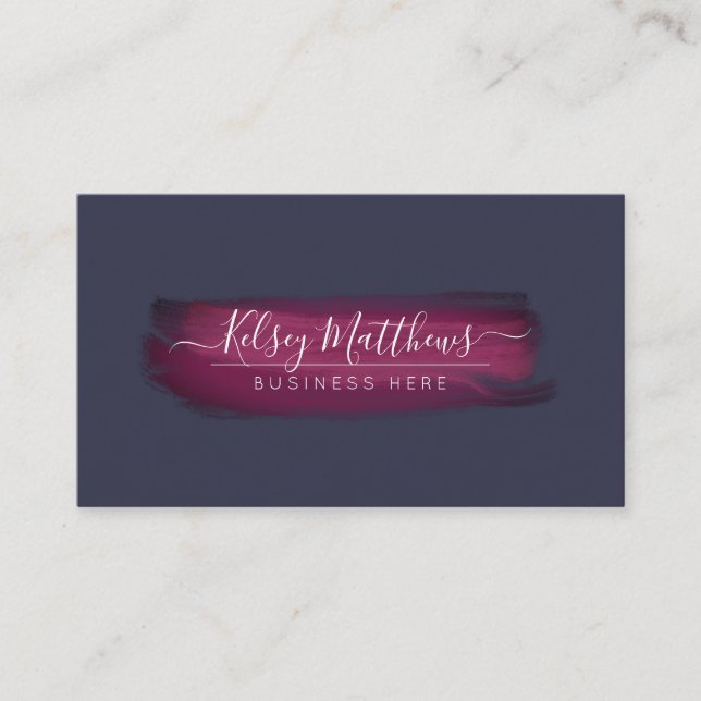 PixDezines Burgundy Sangria Watercolor Brushes Business Card (Front)
