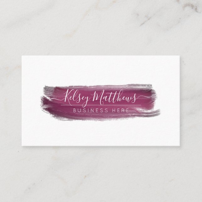 PixDezines Burgundy Sangria Watercolor Brushes Business Card (Front)