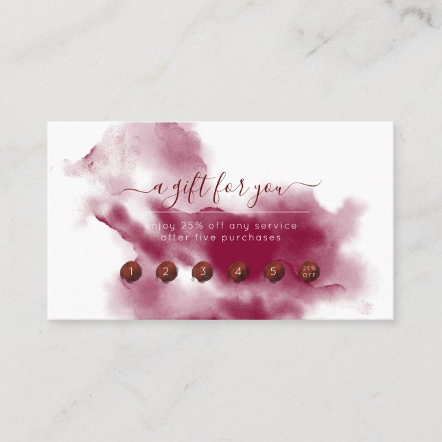 PixDezines Burgundy Watercolor Reward Card (Front)