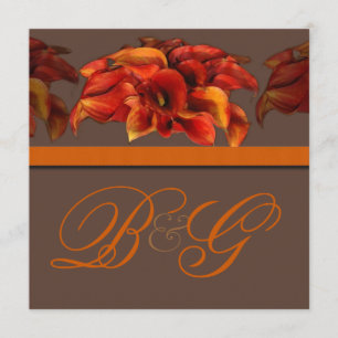 PixDezines BURNT ORANGE CALLA LILY INVITATIONS