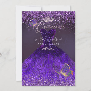 PixDezines Butterflies Quinceanera, Ultra Violet Invitation
