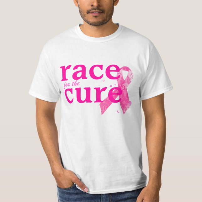 PixDezines Cancer Awareness, Pink Ribbon T-Shirt (Front)