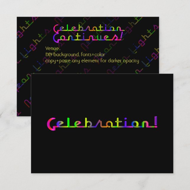 PixDezines Celebration/Neon Lights/Mitzvah Invitation (Front/Back)