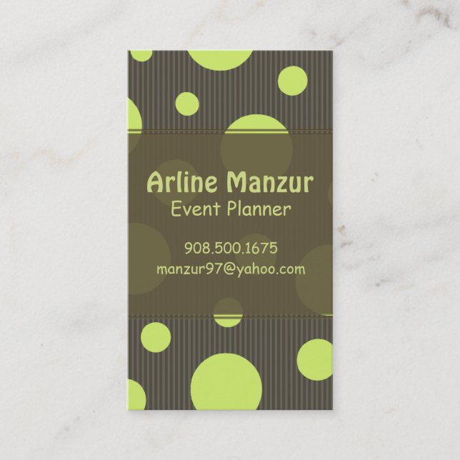 PixDezines Celery Polka dots and pin stripes Business Card (Front)