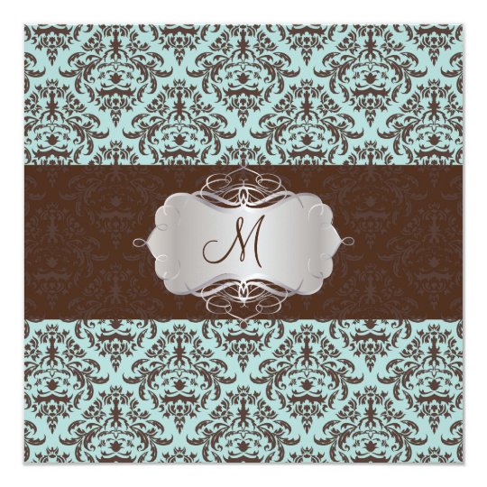 PixDezines Céline Damask,Blue+Brown Card