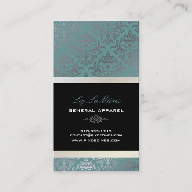 PixDezines Céline Damask Business Card (Front)