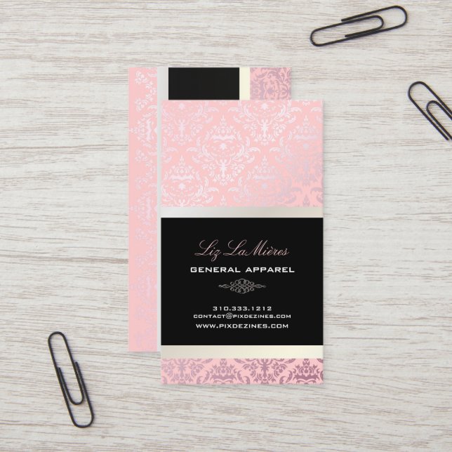 PixDezines Céline Damask/DIY background Business Card (Front/Back In Situ)
