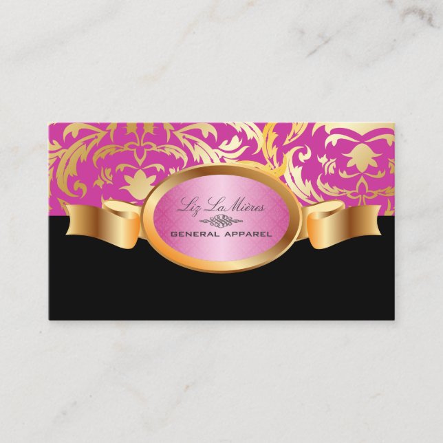 PixDezines Céline Damask, pink Business Card (Front)