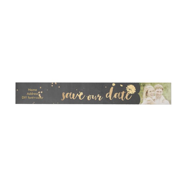 PixDezines chalkboard/faux gold splatters Wraparound Address Label (Individual)
