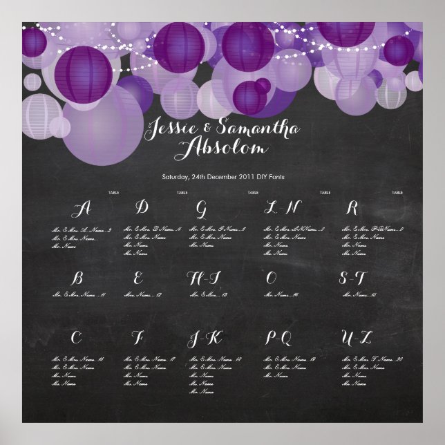 PixDezines chalkboard+lanterns/seating chart (Front)