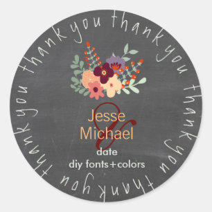 PixDezines chalkboard petite fleurs/DIY text Classic Round Sticker