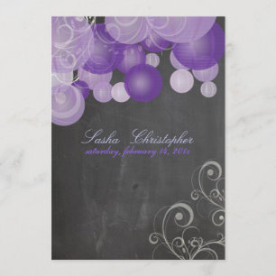 PixDezines chalkboard purple lanterns Invitation
