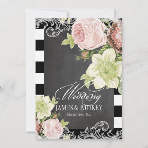 PixDezines chalkboard/rococo/vintage roses Invitation