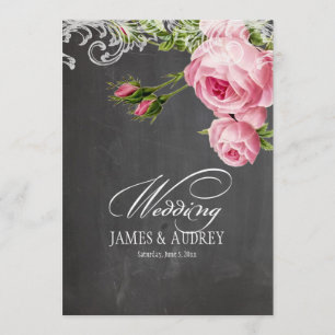 PixDezines chalkboard/rococo/vintage roses Invitation