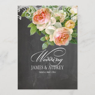 PixDezines chalkboard/rococo/vintage roses Invitation