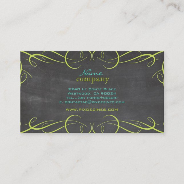PixDezines chalkboard+scrolls frame Business Card (Front)