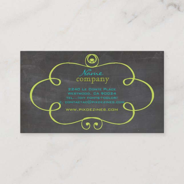 PixDezines chalkboard+scrolls frame Business Card (Front)