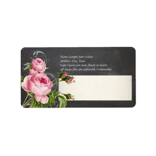 PixDezines chalkboard+vintage roses Address Label