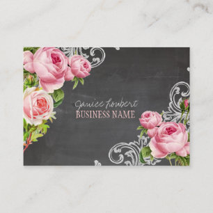 PixDezines Chalkboard+Vintage Roses Business Card
