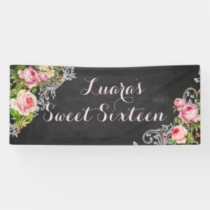 PixDezines Chalkboard Vintage Roses/Redoute Banner