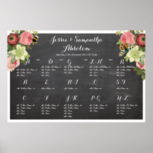 PixDezines chalkboard+vintage roses/seating chart