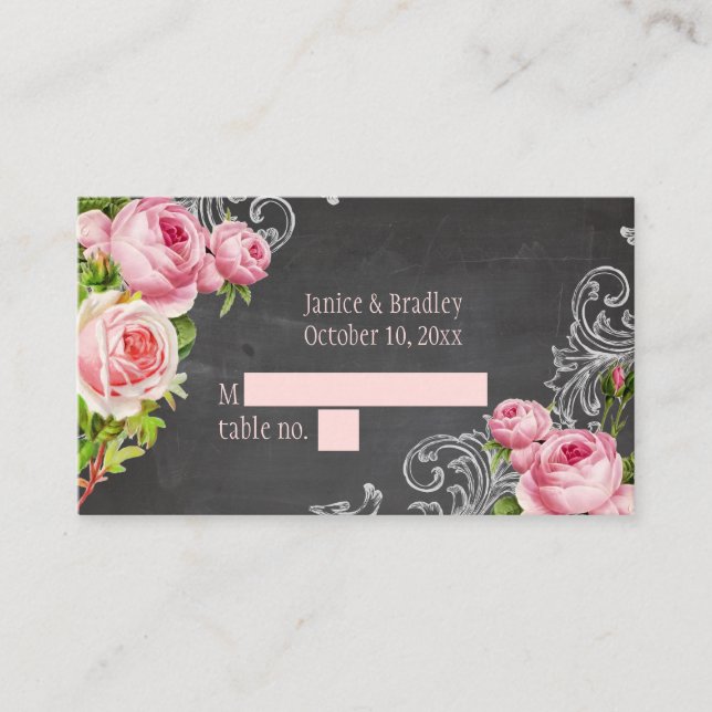 PixDezines Chalkboard+Vintage Roses/table cards (Front)
