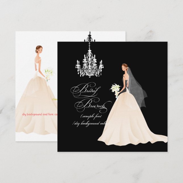 PixDezines Chandelier Bridal Brunch/DIY colour Invitation (Front/Back)