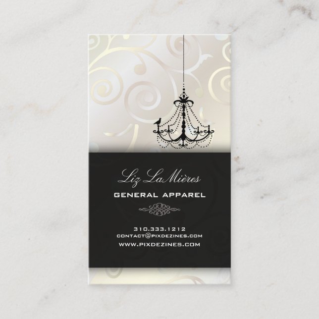 PixDezines Chandelier cupcakes swirls/pearly white Business Card (Front)